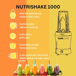 TIGRECOOK NUTRISHAKE 3 in 1 Paslanmaz Çelik Bıçaklı Kişisel Smoothie Blender ve Kahve Baharat Öğütücü 1000W (GRI)