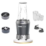 TIGRECOOK NUTRISHAKE 3 in 1 Paslanmaz Çelik Bıçaklı Kişisel Smoothie Blender ve Kahve Baharat Öğütücü 1000W (GRI)