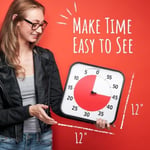 TIME TIMER ORİJİNAL Large 30x30cm - 60 Dakika Görsel Analog Zamanlayıcı Saat - İsteğe Bağlı Akustik Alarm (Ses Kontrolü) Yüksek Sesli Tıklama Yok; Zaman Yönetimi Cihazı (Siyah)