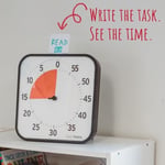 TIME TIMER ORİJİNAL Large 30x30cm - 60 Dakika Görsel Analog Zamanlayıcı Saat - İsteğe Bağlı Akustik Alarm (Ses Kontrolü) Yüksek Sesli Tıklama Yok; Zaman Yönetimi Cihazı (Siyah)