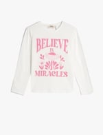 Tişört Uzun Kollu Bisiklet Yaka Baskılı Pamuklu