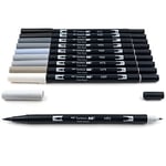 Tombow AB-T Dual Brush Pen G.Kalem Seti Grayscale (Gri Tonlar) 10 renk