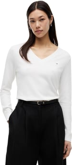 Tommy Hilfiger CO JERSEY STITCH V-NK SWEATER Sweater Kadın