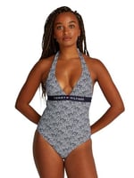 Tommy Hilfiger HALTER ONE PIECE RP PRINT Mayo Kadın
