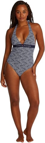 Tommy Hilfiger HALTER ONE PIECE RP PRINT Mayo Kadın