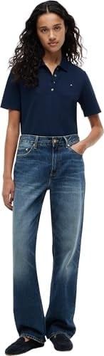 Tommy Hilfiger Kadın Polo Yaka T-shirt WW0WW43224C1G, Mavi, S