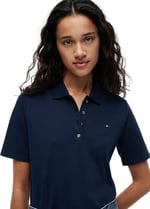 Tommy Hilfiger Kadın Polo Yaka T-shirt WW0WW43224C1G, Mavi, S