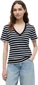 Tommy Hilfiger Slim Cody V-nk Ss Ww0ww40584 S/S T-Shirt Kadınlar