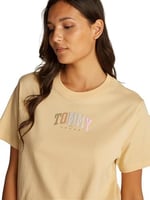 Tommy Hilfiger TJW RLX COLOR VARSITY TEE Kadın T-shirt, Sarı, XS