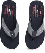 TOMMY HILFIGER TOMMY HILFIGER Erkek Marka Logolu Eva Dış Tabanlı Eva Kontorlu Tabanlık Termoplastik Kauçuk Karışımlı Saya Lacivert Terlik FM0FM05570 DW5