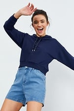 TOMMY LIFE İndigo Uzun Kol Rahat Form Kapüşonlu Sweatshirt, TYBT07BY-97115050511632