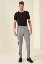TOMMY LIFE Melanj Fermuar Cepli Baskılı Standart Kalıp Jogger Eşofman Altı, T06ER-84657
