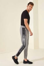 TOMMY LIFE Melanj Fermuar Cepli Baskılı Standart Kalıp Jogger Eşofman Altı, T06ER-84657