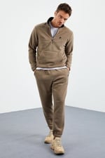 TOMMY LIFE TOMMYLIFE Lacivert Yarım Fermuar Dik Yaka Lastik Paça Polar Eşofman Takımı, T09ER-85159