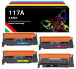 Toner Kartuşu HP 117A Renkli Lazer 150nw MFP 179fnw 178nw 150a 178nwg 179fwg 179 178 150 W2070A W2071A W2072A W2073A Yazıcı ile Uyumlu (Siyah Camgöbeği Sarı Macenta 4 adet paket) (bunl) (bun4 renkte)