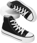 Tonny Black Unisex Bağcıklı Yüksek Bilek Spor Ayakkabı Kalın Taban Keten Günlük - Bedenler: 31 EU, 32 EU, 33 EU, 34 EU, 35 EU
