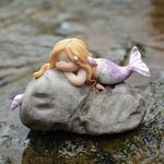 Top Collection Minyatür Peri Bahçesi ve Teraryum Kaya Heykeli Üzerinde Küçük Denizkızı