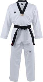 TOP GLORY (T1377) KOPYA - TOP GLORY Fitilli Siyah Yaka Taekwondo Elbisesi Dobok-