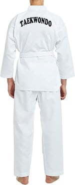 TOP GLORY (T1381) Fitilli Beyaz Yaka Baskılı Taekwondo Elbisesi Dobok-