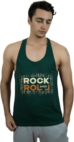 TOP GLORY (T805) Erkek Yeşil Rockandroll Fitness Gym Tank Top Sporcu Atleti-