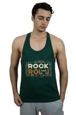 TOP GLORY (T805) Erkek Yeşil Rockandroll Fitness Gym Tank Top Sporcu Atleti-