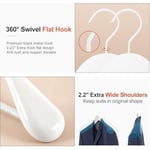 TOPIA HANGER Beyaz Ahşap Elbise Askısı 6'lı Paket, Ahşap Takım Elbise Askıları, Ekstra Geniş Omuzlu Parlak Kaplama, Kalın Beyaz Kancalar ve Kaymaz Çubuk, Mont, Takım Elbise, Elbise, Ceket, Ağır Kumaş
