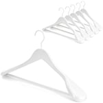 TOPIA HANGER Beyaz Ahşap Elbise Askısı 6'lı Paket, Ahşap Takım Elbise Askıları, Ekstra Geniş Omuzlu Parlak Kaplama, Kalın Beyaz Kancalar ve Kaymaz Çubuk, Mont, Takım Elbise, Elbise, Ceket, Ağır Kumaş
