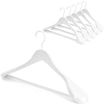 TOPIA HANGER Beyaz Ahşap Elbise Askısı 6'lı Paket, Ahşap Takım Elbise Askıları, Ekstra Geniş Omuzlu Parlak Kaplama, Kalın Beyaz Kancalar ve Kaymaz Çubuk, Mont, Takım Elbise, Elbise, Ceket, Ağır Kumaş
