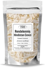 TOS The Organic Spices Rendelenmiş Hindistan Cevizi 100 gr (1. KALİTE) Cocos Nucifera / Grated Coconut