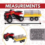 Toyland® Farm dörtlü bisiklet ve treyler oyun seti — 1:16 ölçekli — serbest tekerlek hareketi — erkek çiftlik oyuncakları (kırmızı kare)