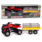 Toyland® Farm dörtlü bisiklet ve treyler oyun seti — 1:16 ölçekli — serbest tekerlek hareketi — erkek çiftlik oyuncakları (kırmızı kare)