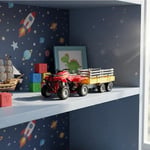 Toyland® Farm dörtlü bisiklet ve treyler oyun seti — 1:16 ölçekli — serbest tekerlek hareketi — erkek çiftlik oyuncakları (kırmızı kare)