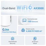 TP-Link Deco PX50 2-Pack, AX3000 + G1500, 1 GHz CPU, Powerline/Mesh, Yapay Zeka Desteği, Gigabit Portları, 150 Cihaza Kadar Bağlantı, 420 m² 'ye Kadar Kapsama, Powerline M - Seçenekler: 2-Pack, 3-Pack