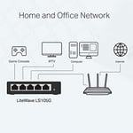 TP-Link LS105G, 5-Port 10/100/1000 Mbps Gigabit Ethernet Switch, 5 Bağlantılı Harici Güç Adaptörü - Seçenekler: PoE ile 5 Bağlantı Noktalı Gigabit...