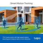 TP-Link Tapo TC41 2K Dış Mekan Pan/Tilt Güvenlik Wi-Fi Kamera, IP65 Hava Koşullarına Dayanıklı, Hareket Algılama, 360° Görsel Kapsama Alanı, Tam Renkli Gece Görüşü, Yerel Depolama, Alexa ve GoogleHome