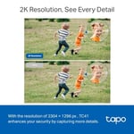 TP-Link Tapo TC41 2K Dış Mekan Pan/Tilt Güvenlik Wi-Fi Kamera, IP65 Hava Koşullarına Dayanıklı, Hareket Algılama, 360° Görsel Kapsama Alanı, Tam Renkli Gece Görüşü, Yerel Depolama, Alexa ve GoogleHome