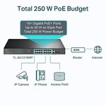 TP-Link TL-SG1218MP, 18-Port Gigabit Rackmount Switch with 16 PoE+