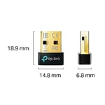 TP-Link UB500, Bluetooth 5.4, (PC dizüstü bilgisayar masaüstü bilgisayar için, Windows 10/8.1/8/7 Plug & Play destekler), Nano USB Bluetooth Adaptör