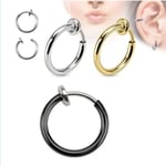 Trend Collection 3 Adet Unisex Cerrahi Çelik Deliksiz Sıkıştırmalı Fake Piercing Küpe Set