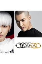 Trend Collection 3 Adet Unisex Cerrahi Çelik Deliksiz Sıkıştırmalı Fake Piercing Küpe Set