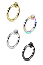 Trend Collection 4 Adet Unisex Cerrahi Çelik Deliksiz Sıkıştırmalı Fake Piercing Küpe Set