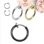 Trend Collection 4 Adet Unisex Cerrahi Çelik Deliksiz Sıkıştırmalı Fake Piercing Küpe Set