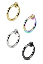 Trend Collection 4 Adet Unisex Cerrahi Çelik Deliksiz Sıkıştırmalı Fake Piercing Küpe Set