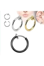Trend Collection 4 Adet Unisex Cerrahi Çelik Deliksiz Sıkıştırmalı Fake Piercing Küpe Set