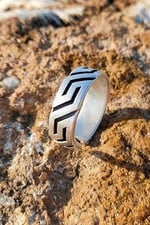 Trend Collection Antik Titan Desen Gümüş Kaplama Ayarlanabilir Yüzük