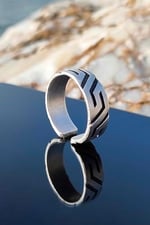 Trend Collection Antik Titan Desen Gümüş Kaplama Ayarlanabilir Yüzük