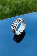 Trend Collection Çizgi Desen Gümüş Kaplama Ayarlanabilir Yüzük