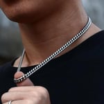 Trend Collection Cuban Gümüş 5mm Paslanmaz Çelik Zincir Erkek Kolye