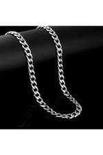 Trend Collection Cuban Gümüş 5mm Paslanmaz Çelik Zincir Erkek Kolye