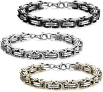 Trend Collection Erkek Kral Kalın Model 316l 6mm Çelik Bileklik Seti Gümüş-Gold-Siyah